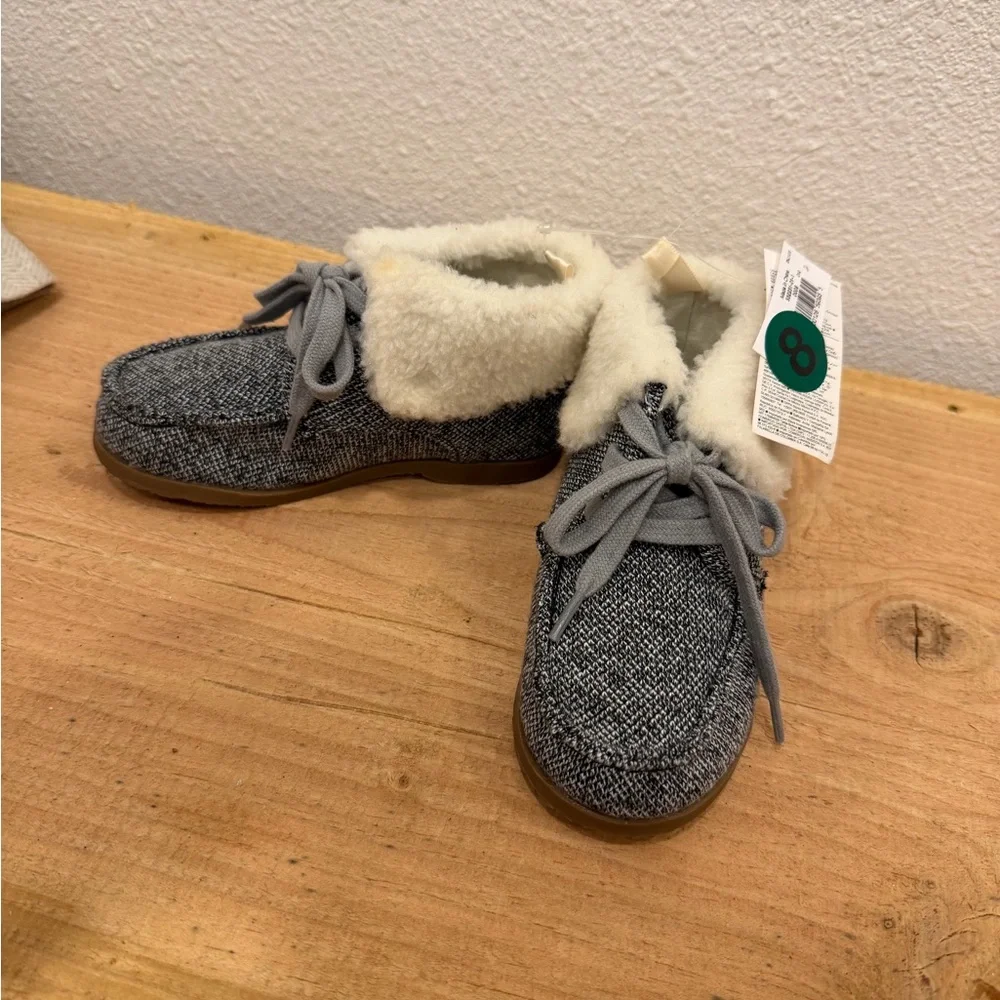GAP Kids Gray Moccasins with Cream Lining
